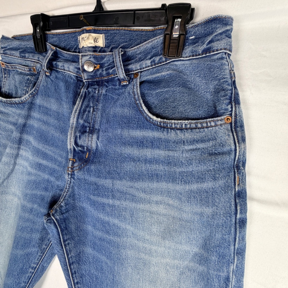 Madewell Straight Leg Jeans 29 Blue Raw Hem Cuffed DM8771 - Picture 2 of 10